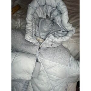 Koolaburra by UGG Womens Light Blue Quilted Sherpa Trim Puffer Jacket Large L